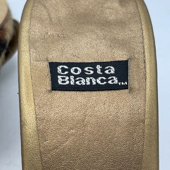 Costa Blanca Animal Print Buckle Open Toe Wooden Heel Shoe 5.5 - Picture 10 of 10